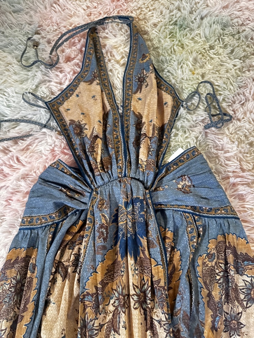 New Zimmermann Ascension Plunge Halter Printed Maxi Dress Multi Floral Size 0 - Picture 3 of 13